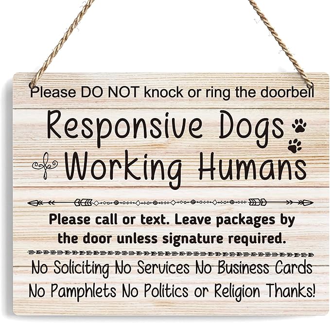 No Soliciting Sign For House, Do Not Knock Or Ring Doorbell, Do Not Knock Or Ring Doorbell, Rustic Hanging Sign For Front Door, Nursery Home Bedroom - f003