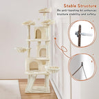 Topeakmart Cat Trees for Large Inoor Cats, 76.5'' Extra Big Cat Tower with 3 Cozy Perches, 3 Warm Condos, Scratching Posts for Cats Kitty