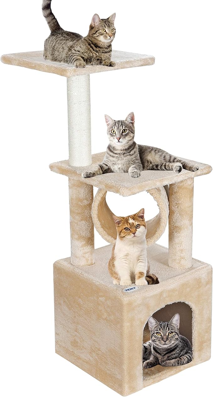 ZENY 36 inches Cat Trees for Kittens Cat Furniture Towers with Scratching Posts, Double Perches, and Roomy House Kitty Cat Activity Trees Climber Towers