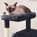 Yaheetech Cat Tree for Indoor Pets, 36in Tower Condo w/Extra Large Perch, Scratching Posts, Board, Dangling Ball, Play Structure for Kittens & Adult Cats, Graphite Gray
