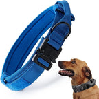 Tactical Dog Collar, Adjustable Military Training Nylon Dog Collar with Control Handle and Heavy Quick-Release Metal Buckle for Small Medium Large Dogs, Dark Blue XL