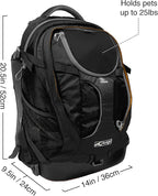 Kurgo G-Train Dog Carrier Backpack - Comfortable Travel Bag for Pets Up to 25 lbs - Waterproof Bottom - Multi-Compartment Pack - Dog Hiking Gear - Rugged Adventure Backpack - Black