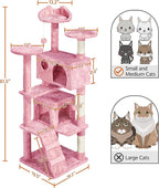 Topeakmart 61in Cat Tree for Indoor Cats, Cat Tower with Scratching Posts Spacious Perch & Platform for Kittens, Pink