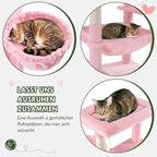 MUTICOR 81 inches Multi-Level Tall Cat Tree Tower for Indoor Kitties/Large Climbing Tree House for Big Feline/Condo/Sisal Scratching Posts/Plush Perches Platforms/Basket Hammock/Pink