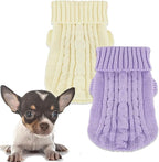 2 Pack Dog Sweaters for Small Dogs, Chihuahua Yorkie Sweater, Puppy Clothes Winter Warm Pullover Clothing, Pet Cat Cold Weather Puppy Cold Outfits Beige+Purple XXS
