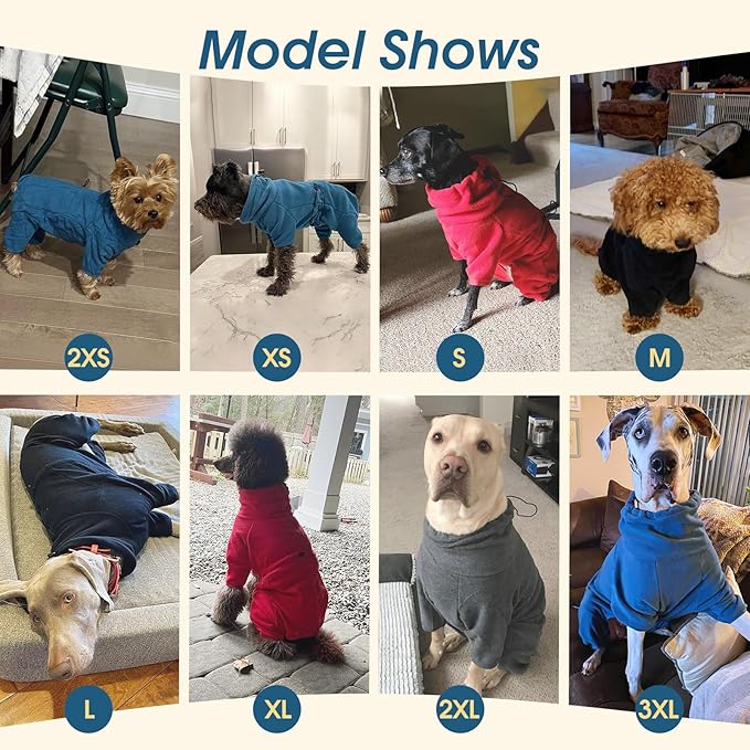 ROZKITCH Dog Coats with Legs, Pet Windproof Warm Cold Weather Jacket Vest Cozy Jumpsuit Apparel Outfit Clothes for Large Giant Dog Walking Hiking Sleep Grey 3XL