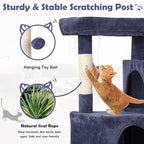 Cat Tree Tower, 36 Inches Cat Condo Houseswith Scratching Posts, Ramp, Plush Perch & 2 Spacious Condos, Stable for Multiple Cats Kittens House & Small Room(Dark Grey)