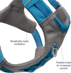 Kurgo Journey Air Dog Harness - Secure Fit for Active Dogs - Padded Chest - Lightweight Ripstop Fabric - Breathable Mesh - Reflective Trim - Back Assist Handle - Blue - Medium