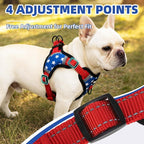 PUPTECK No Pull Dog Harness Small Sized Dog, Adjustable Reflective Escape Proof Easy Control, Comfortable Soft Padded Step in Pet Vest Harness, Blue Stars, M