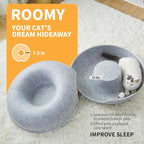 Peekaboo Cat Tunnel for Large Cats up to 10 lbs, Features A Jingle Ball, Removable and Washable Tunnel Bed, and a Cozy Donut Tunnel (Light Gray, 20 Inches)