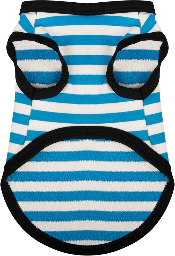 Paiaite Dog Shirt Striped Cotton Sleeveless Tank Top Blue M