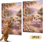 Nuxovilar Cat Wall Scratcher 15.3x23.6 Inches Polyester Synthetic Fiber, Lakeside Floral Patio Print, wall scratchers for Indoor Cats, cat Scratching mat, Home Decor, Balcony, Sunroom (2pcs)