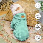 BEAUTYZOO Small Dog Hoodie Sweater with Pockets, Dog Clothes for Small Medium Dogs Boy Girl, Waffle-Like Laminated Cotton Pet Coats with Hat and Leash Hole, Mint Green XXS