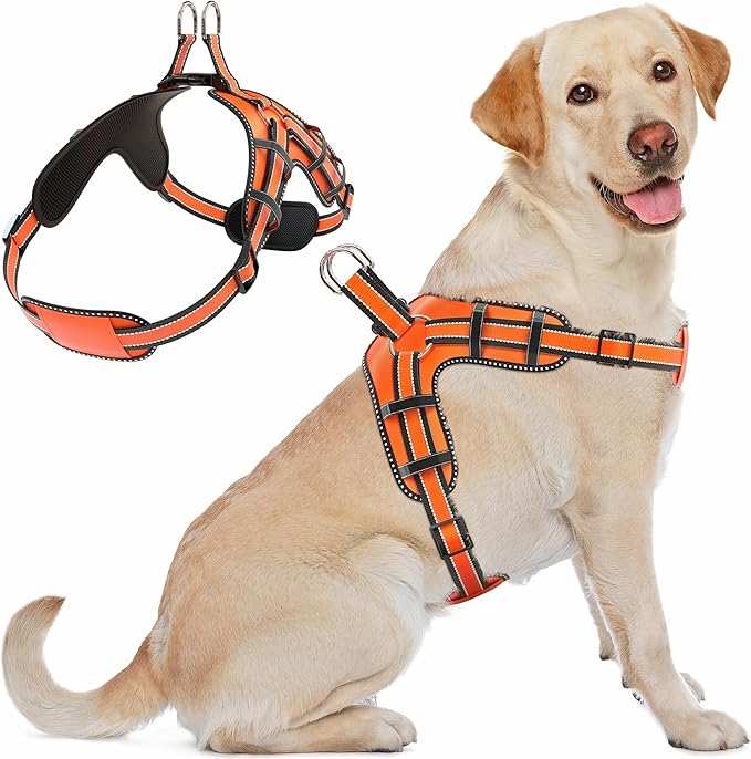 Dog Harness for Large Dogs Back D-Ring Control No Choking Pressure-Free Chest Design Comfortable Padded Adjustable Reflective Vest Harness for Daily Walks Training Easy Control Outdoor Use Secure Fit