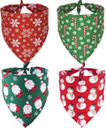 ADOGGYGO 4 Pack Dog Bandana Christmas Scarf Bibs Kerchief Set Pet Christmas Costume Xmas Holiday Bandanas for Large X-Large Dogs Pets (X-Large)