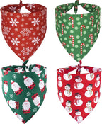 ADOGGYGO 4 Pack Dog Bandana Christmas Scarf Bibs Kerchief Set Pet Christmas Costume Xmas Holiday Bandanas for Medium Large Dogs Pets (Large)