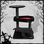 KAMABOKO Gothic Cat Tree, 30.3in Black Cat Tower with Coffin Bed, Cat Condo with Sisal Scratching Posts, Scratching Ramp and Comfort Basket for Indoor Cats