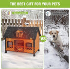 GUTINNEEN Heated Dog House for Large Dogs Outdoor Insulated Dog Kennel with Heater for Winter,All-Around Strong Iron Frame