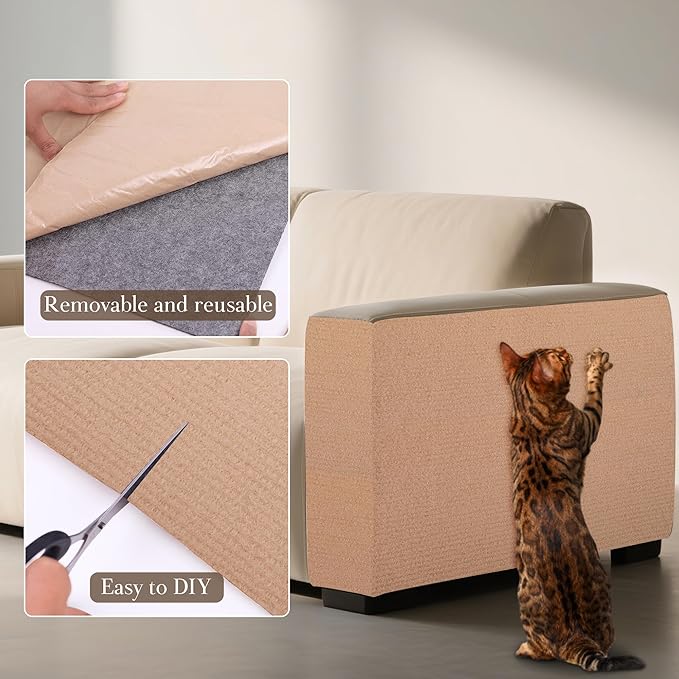 2 Pack Cat Scratch Furniture Protector Trimmable DIY Climbing Scratching for Indoor Couch Protector from Cat Claws, Walls and Tower Replacement (Beige, 15.7'' x 23.6'')