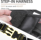 PUPTECK Dog Harness and Leash Set for Small Medium Dogs No Pull Step-in Soft Mesh Puppy Cat Vest Harnesses Reflective at Night, Plaid Pattern Black S