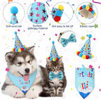 Weewooday Dog Birthday Party Supplies Birthday Boy Girl Cake Bandana Triangle Scarf Party Hat Dog Bow Tie Collar with Numbers for Large Medium Small Dog Puppy 1st Birthday(Cute Style,Medium)