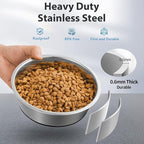 Stainless Steel Dog Bowls Set of 2, Anti Rust Metal & Non Slip Rubber Base, Heavy Duty Large Feeding Dishes, Food Grade BPA Free, Food and Water Bowl for Meduim Dogs (64oz, 8cup)