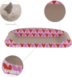 CSR1004A Montego 27.5" Coastal Patterned Cardboard Lounge Bed Cat Scratcher with Catnip, Pink/Red