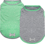 KYEESE 2Pack Dog Shirt, Lightweight Sun Protection Sleeveless Dog T Shirts for Small Medium Dogs Boy, Breathable Pet Reflective Tank Top Summer Dogs Clothes for Outdoor Walking, Grey+Dark Green, XL