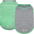 KYEESE 2Pack Dog Shirt, Lightweight Sun Protection Sleeveless Dog T Shirts for Small Dogs Boy, Breathable Pet Reflective Tank Top Summer Dogs Clothes for Outdoor Walking, Grey+Dark Green, L