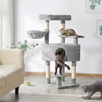 Topeakmart 46'' Cat Tree Cat Tower, with Thicker Scratching Posts, Larger Plush Perch, Spacious Condo, Basket, Multi-Level Cat Condo Furniture for Indoor Cats Kitty Pet Play House