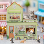 Cardboard Cat Houses for Indoor Cats - Kitten Scratcher Houses & Condos, Cafe Themed Hut Hideout Play House Bed with Scratching Pads, Scratch Box for Large Kitty Rabbit Bunny Small Animals