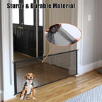 Magic Pet Gate for The House, 71.5" W X 31" H Portable Extra Wide Dog Gates for Doorways, Stairs, No Drill Durable Mesh Puppy Dog Safety Fence Guard, 6 Hooks