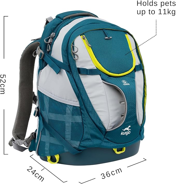Kurgo G-Train Dog Carrier Backpack - Comfortable Travel Bag for Pets Up to 25 lbs - Waterproof Bottom - Multi-Compartment Pack - Dog Hiking Gear - Rugged Adventure Backpack - Ink Blue