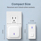 BN-LINK Wireless Doorbell with 2 Buttons, Mini Waterproof Door Bell Easy Installation, 1000Ft Range, Adjustable Volume & 58 Chimes, LED Flash, Perfect for Homes, Offices, Apartments (White)