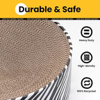 Oval Cat Scratcher Bed, 2-in-1 Cat Scratching Board, Natural Corrugated Cardboard Scratch Pad Lounge, Sealed Base Traps Debris,No Assembly Kitty Furniture,Stylish Colors Blends Any Home Decor