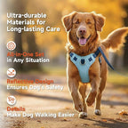 3 in 1 No Pull Dog Harness Leash and Collar Set, Soft Adjustable Dogs Vest Reflective and Comfortable Handle Blue Large