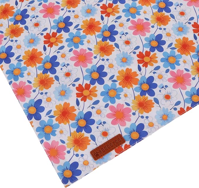ADOGGYGO Floral Dog Bandanas, Colorful Flower Pet Scarf, Multi Size, Spring Summer Floral Bandana for Extra Large Dogs (X-Large)