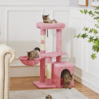 Topeakmart 34''H Cat Tower, Cute Cat Tree with Condo Nest Platform Scratching Posts, Activity Center for Indoor Cats Play & Rest