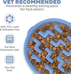 Outward Hound Fun Feeder Slo Bowl – Large 4‑Cup Capacity, Slow Feeding, Medium to Large Dogs, Non‑Slip, Blue, Notch Pattern