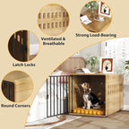 Wooden Puppy Crates for Small Dogs, Pinewood 30 inch Small Dog Crate Kennel Indoor Cage Furniture Heavy Duty, Pet House End Table for Bedroom, Living Room, Natural