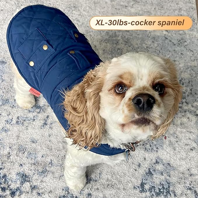 KYEESE Dog Coat Soft Pet Sweater for Cold Weather Warm Pet Winter Coat with Leash Hole Waterproof Dogs Jacket with Fleece Lined Thick Pets Clothes with Pocket Windproof Dog Puffer Coats for Small Dogs