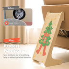PETKARAY L Shape Cat Scratcher, Sisal Kitty Scratching Ramp, Vertical Scratch Pad for Indoor Cats, 25.2" Furniture Protector with Catnip, Festive Edition