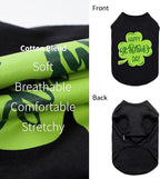 Fitwarm Happy St Patricks Day Dog Clothes, Summer Dog Clothes for Small Dogs Boy Girl, Funny Dog Tshirt, Lightweight Breathable Cotton, Pet Cat Outfit, Black, Green, Large