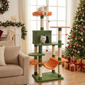 Tangkula 58 Inch Cat Tree Tower, Multi-Level Cat Tower with Sisal Scratching Posts, Padded Top Perch, Condo & Hammock, 3 Hanging Balls, Jumping Platforms for Indoor Cats (Green & Orange)