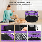 Large Dog Playpen, Puppy Pet Playpen Indoor, Dogs Tent Crates Cage Indoor/Outdoor, Portable Pop Up Dog Kennel Playpen with Carrying Case for Dogs/Cats/Rabbits, Purple
