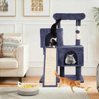 Cat Tree Tower, 36 Inches Cat Condo Houseswith Scratching Posts, Ramp, Plush Perch & 2 Spacious Condos, Stable for Multiple Cats Kittens House & Small Room(Dark Grey)
