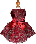 Dog Princess Lolita Dress for Small Dogs Girl,Sparkling Sequins Sweet Pet Clothes Wedding Birthday Party Puppy Dresses,Cat Apparel Accessories Costumes Outfit Skirt（Red,Small）
