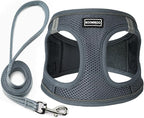 Dog Harness with Leash Set, No Pull Adjustable Reflective Step-in Puppy Pet Vest Harnesses for Small Medium Large Dogs and Cats,Grey L