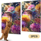 Nuxovilar Cat Scratching Mat 15.3x23.6 Inches Polyester Synthetic Fiber, Colorful Betta Fish & Flowers Print, wall cat Scratcher, Scratch pad, Home Decor, Fish Tank Area, Bedroom (2pcs)