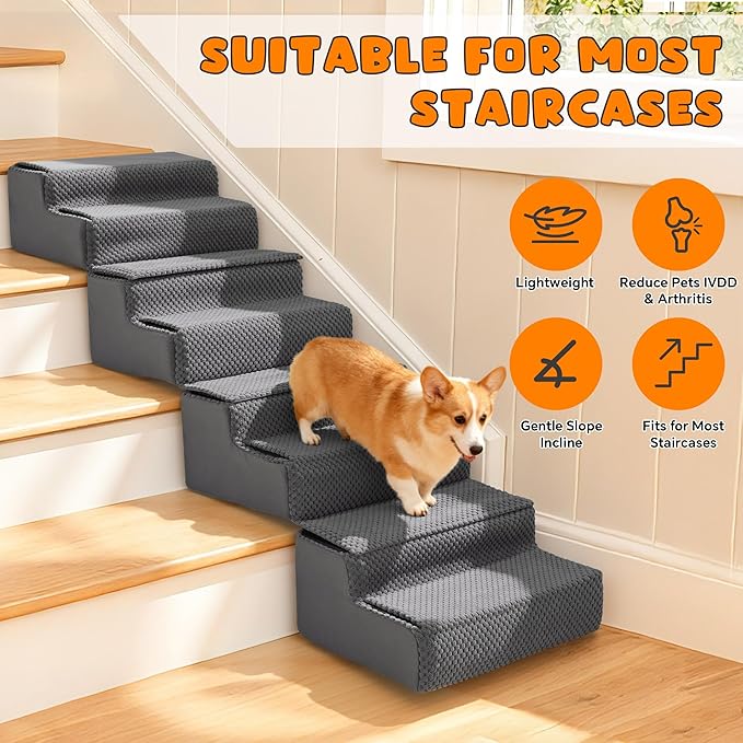 ROYALAY Stair Wedges for Small Dogs, Crystal Velvet Ramps for Dogs Over Stairs, Pet Ramp to Get on Bed with Strong Support for Injured & Aged Pets, 4 pcs